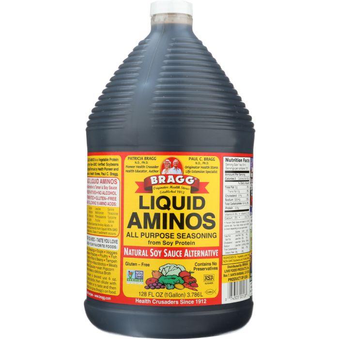BRAGG: Liquid Aminos All Purpose Seasoning Natural Soy Sauce Alternative, 1 gallon - Cookitmenu
