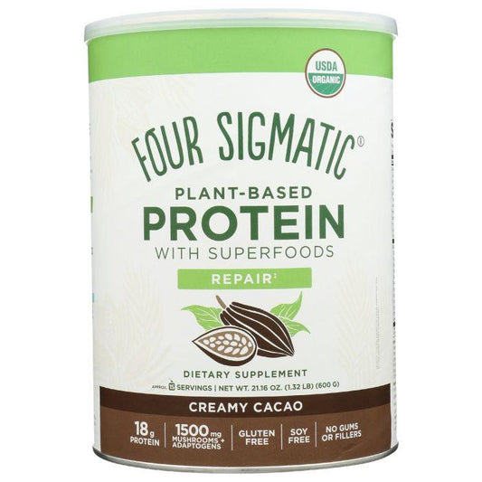 four sigmatic plant-based protein with superfoods creamy cacao