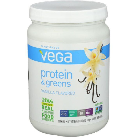 VEGA: Protein and Greens Plant Based Protein Powder Vanilla, 18.6 oz - Cookitmenu