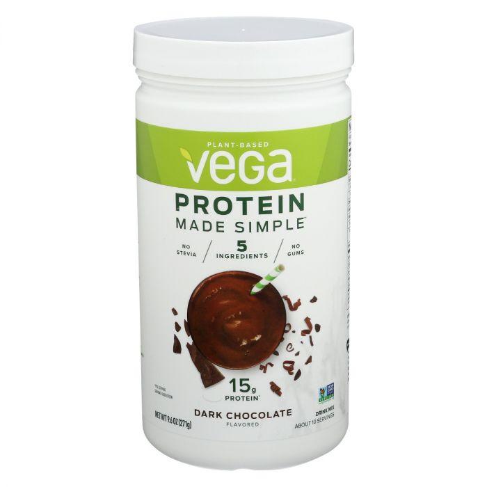VEGA: Protein Made Simple Plant Based Protein Powder Dark Chocolate, 9.6 oz - Cookitmenu